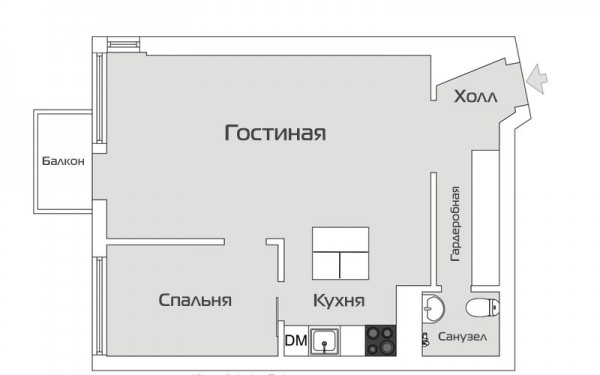 Дизайн двухкомнатной квартиры 46 метров: 7 удачных проектов Дизайн двухкомнатной квартиры 46 метров: 7 удачных проектов