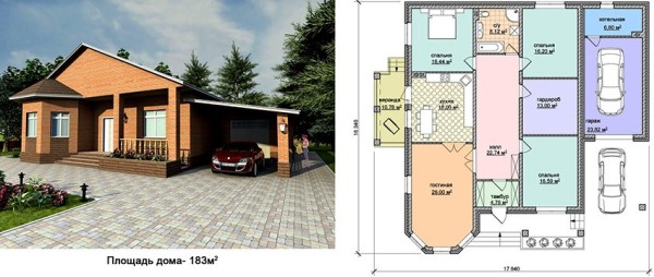 Проекты одноэтажных домов с гаражом для авто и самыми комфортными планировками Проекты одноэтажных домов с гаражом для авто и самыми комфортными планировками